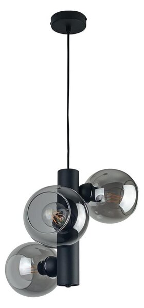 Lampadario a sospensione con filo TUBE 3xE27/60W/230V nero/fumé nero