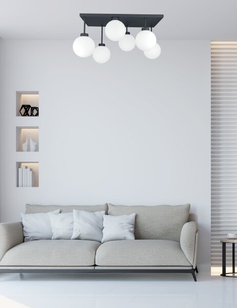 Lampadario a plafone DEA 6xE14/60W/230V nero/bianco