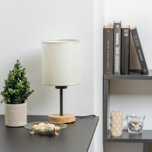 Brilagi - Lampada da tavolo NUBILA WOOD 1xE27/25W/230V quercia/nero/color crema