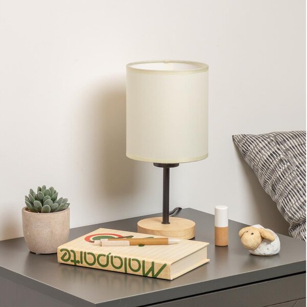 Brilagi - Lampada da tavolo NUBILA WOOD 1xE27/25W/230V quercia/nero/color crema