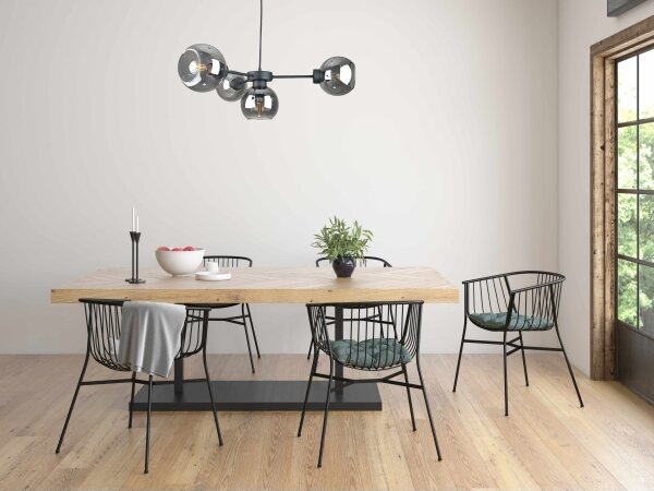 Lampadario a sospensione con filo KALIOPE 4xE27/60W/230V nero/fumé nero