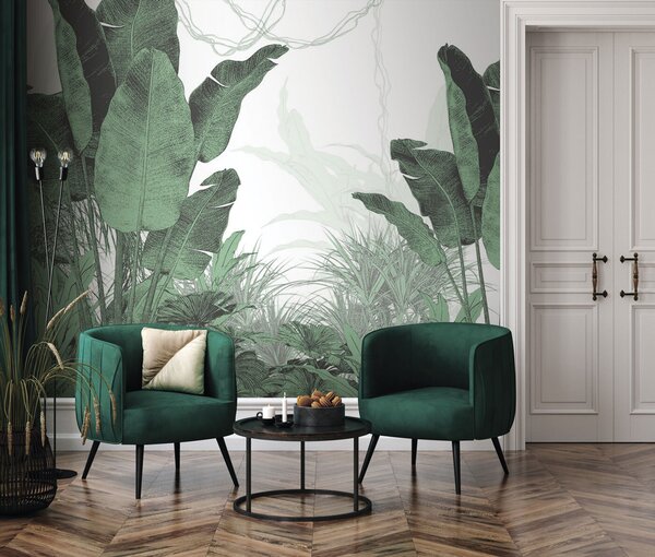 Carta da parati Foglie di banano verde e boschetti tropicali, Carta da parati Natura, u96731 : Uwalls.it