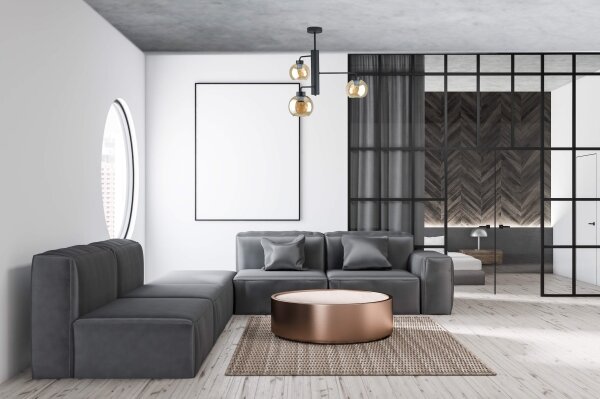 Lampadario a sospensione con supporto rigido FLEX 3xE27/60W/230V nero/fumé beige