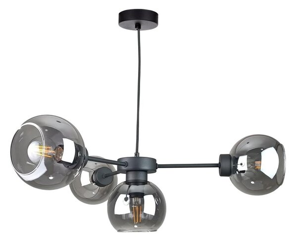 Lampadario a sospensione con filo KALIOPE 4xE27/60W/230V nero/fumé nero