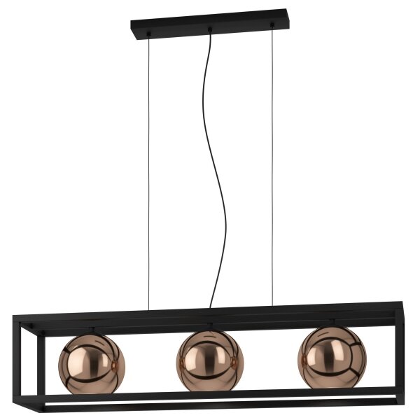 Eglo 390091 - Lampadario a sospensione con filo CORDOBA 3xE27/40W/230V rame/nero