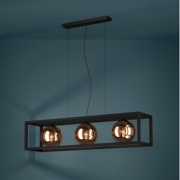 Eglo 390091 - Lampadario a sospensione con filo CORDOBA 3xE27/40W/230V rame/nero