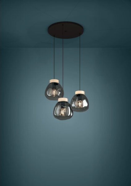 Eglo 390319 - Lampadario a sospensione con filo MAGACELA 3xE27/40W/230V fumé