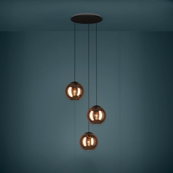 Eglo 390094 - Lampadario a sospensione con filo CORDOBA 3xE27/40W/230V rame