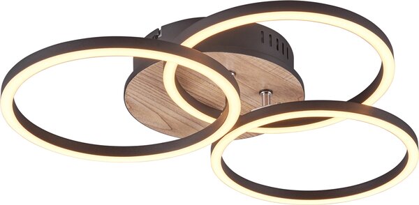 Lampada da soffitto a LED CIRCLE 27W Da 2700 a 6000K 3200 lm metallo, legno chiaro e nero Dimensioni: 9,5 x 43,5 x 43,5 cm IP20 RL