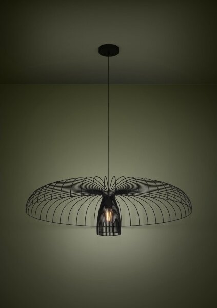 Eglo 390217 - Lampadario a sospensione con filo CHAMPERICO 1xE27/60W/230V 98,5 cm nero