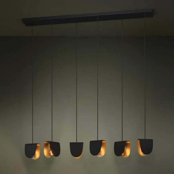 Eglo 390184 - Lampadario a sospensione con filo SERENARA 6xE27/40W/230V nero/oro