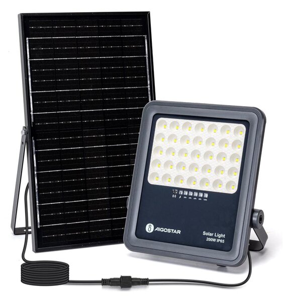 Aigostar - Proiettore solare dimmerabile LED/200W/3,4V IP65 + telecomando