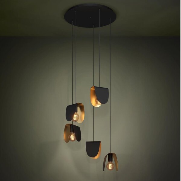 Eglo 390183 - Lampadario a sospensione con filo SERENARA 5xE27/40W/230V nero/oro