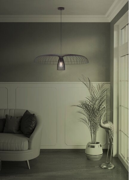 Eglo 390217 - Lampadario a sospensione con filo CHAMPERICO 1xE27/60W/230V 98,5 cm nero
