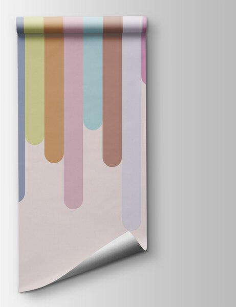 Carta da parati Linee verticali colorate su sfondo bianco, Carta da parati per Bambini, Carta da parati popolare, u96856 - Tapeko.it