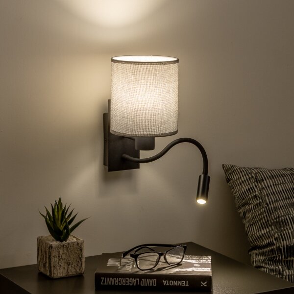 Brilagi - LED Lampada flessibile da muro NUBILA 1xE27/25W/230V + LED/3W nero/grigio