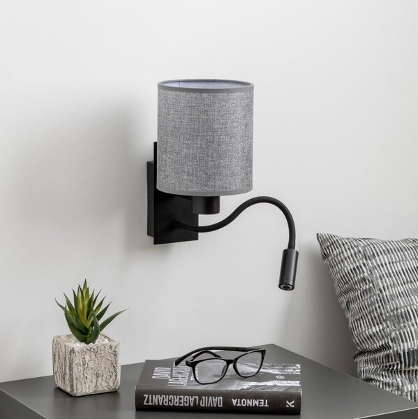 Brilagi - LED Lampada flessibile da muro NUBILA 1xE27/25W/230V + LED/3W nero/grigio