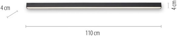 PURE Plafoniera a LED Lines Straight, dimmerabile, Nero, Soggiorno / Sala da pranzo, Alluminio, Moderno, Plafoniera LED