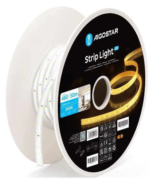 Aigostar - Striscia LED 50 m, 250 W, 230 V, 3000 K, IP65