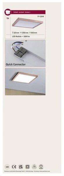 Paulmann 70941 - LED/20W Pannello fisso ATRIA 230V 4000K 30x30 cm Oro rosa