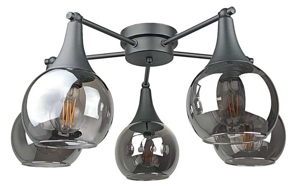 Lampadario a plafone STAR 5xE27/60W/230V nero/fumé nero