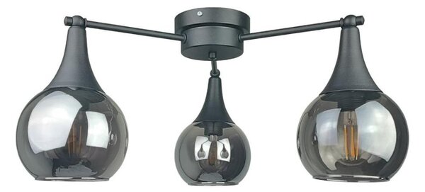 Lampadario a plafone STAR 3xE27/60W/230V nero/fumé nero