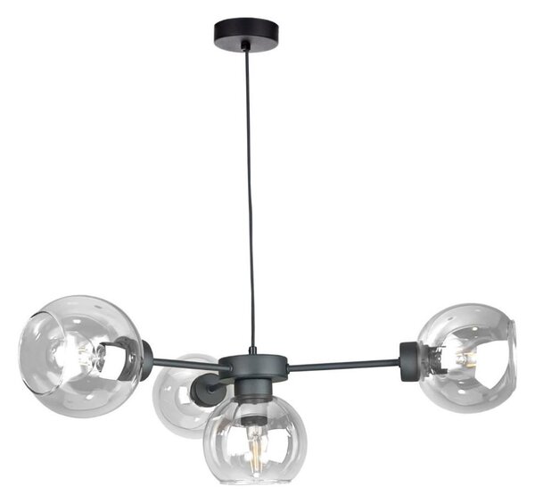 Lampadario a sospensione con filo KALIOPE 4xE27/60W/230V nero/limpido
