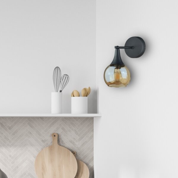 Applique STAR 1xE27/60W/230V nero/fumé beige