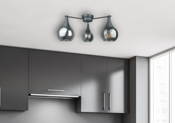 Lampadario a plafone STAR 3xE27/60W/230V nero/fumé nero