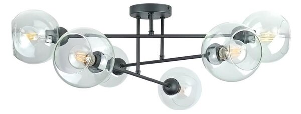 Lampadario a sospensione con supporto rigido VASCO 6xE27/60W/230V nero/limpido