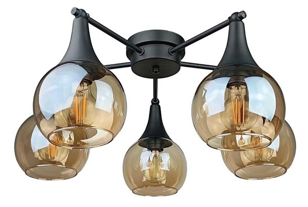 Lampadario a plafone STAR 5xE27/60W/230V nero/fumé beige