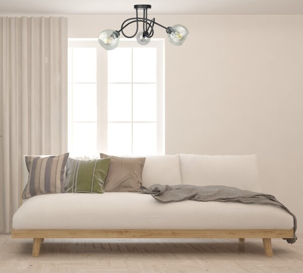 Lampadario a plafone EVIE 3xE27/60W/230V nero/limpido