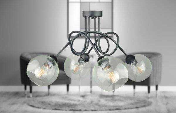 Lampadario a plafone EVIE 4xE27/60W/230V antracite/limpido