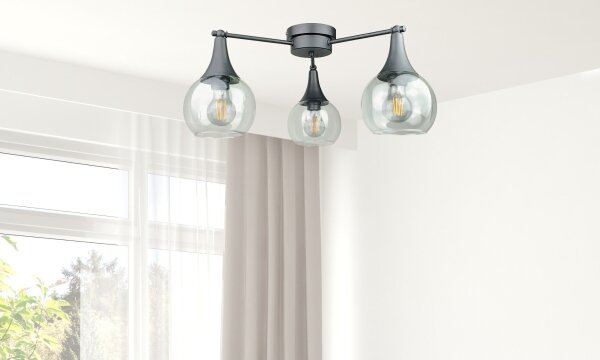 Lampadario a plafone STAR 3xE27/60W/230V nero/limpido