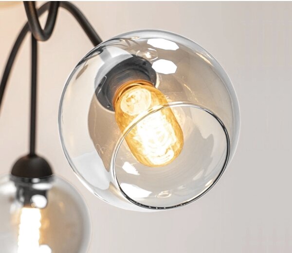 Lampadario a plafone EVIE 3xE27/60W/230V nero/limpido