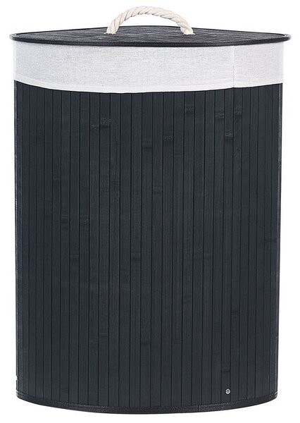 Cestino portaoggetti in bambù nero con coperchio Cestino per biancheria  Accessori pratici lavanderia bucato Beliani