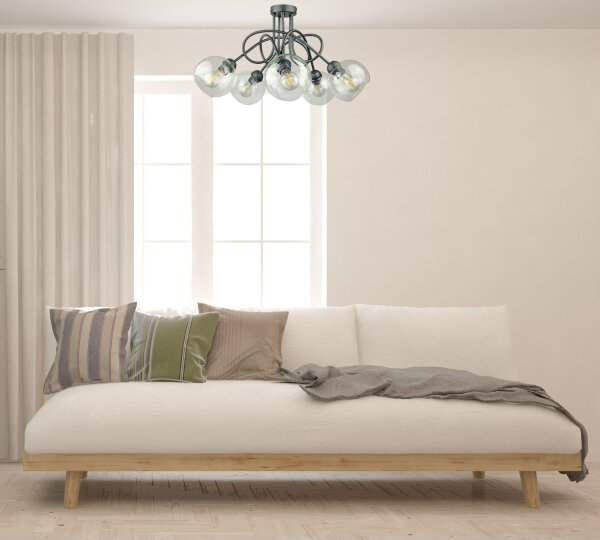 Lampadario a plafone EVIE 5xE27/60W/230V antracite/limpido