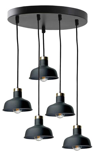 Lampadario a sospensione con filo HEBE 5xE27/60W/230V nero