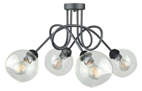 Lampadario a plafone EVIE 4xE27/60W/230V antracite/limpido
