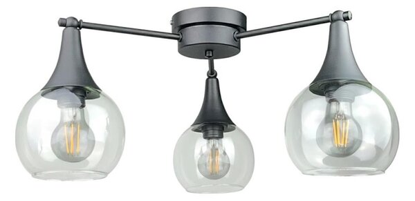 Lampadario a plafone STAR 3xE27/60W/230V nero/limpido
