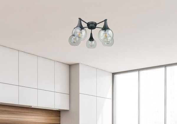 Lampadario a plafone STAR 5xE27/60W/230V nero/limpido