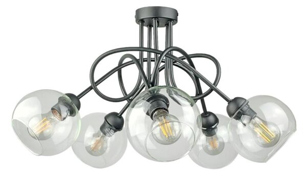 Lampadario a plafone EVIE 5xE27/60W/230V antracite/limpido