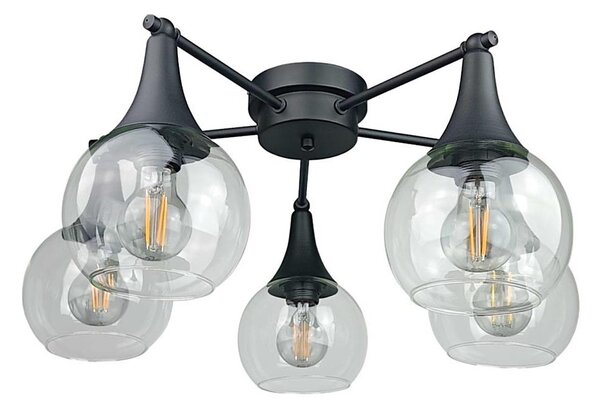 Lampadario a plafone STAR 5xE27/60W/230V nero/limpido
