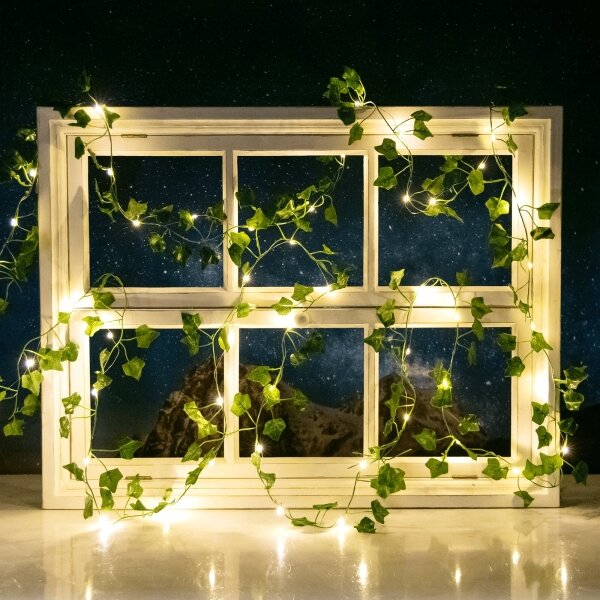 Aigostar - Catena LED solare 100xLED/12m IP65 bianco caldo ivy
