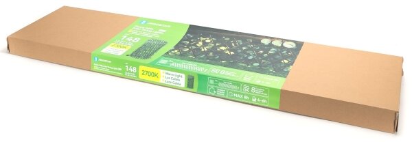 Aigostar - Catena LED solare 148xLED/2x1,2m IP65 bianco caldo eucalipto