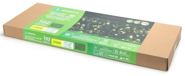 Aigostar - Catena LED solare 102xLED/2x0,7m IP65 bianco caldo ivy