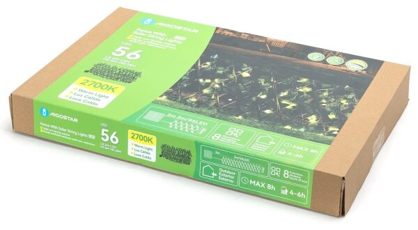 Aigostar - decorazione solare a LED 56xLED/2x0,4m IP65 bianco caldo ivy