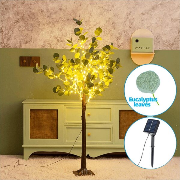 Aigostar - Decorazione solare a LED 285xLED/3,8m IP65 bianco caldo eucalipto
