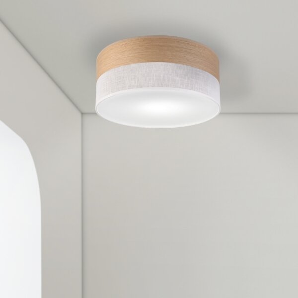 Plafoniera SIRJA WOOD 1xE27/15W/230V diametro 35 cm bianco/quercia
