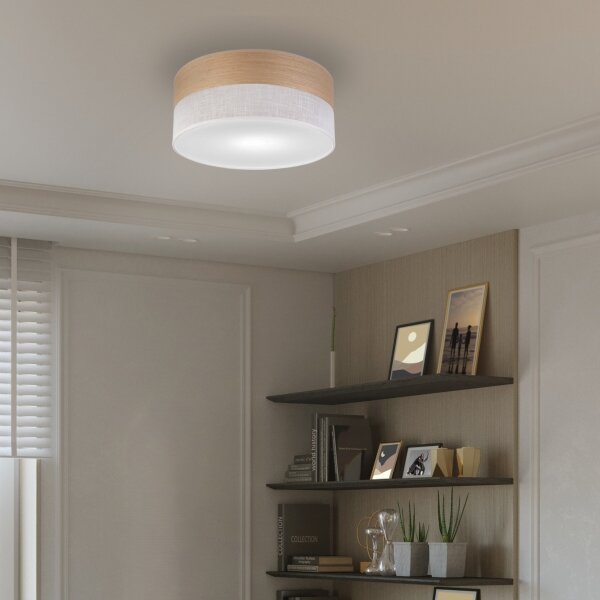 Plafoniera SIRJA WOOD 1xE27/15W/230V diametro 35 cm bianco/quercia